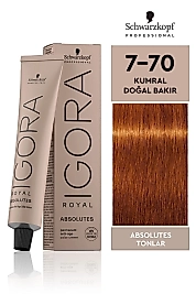 İGORA ROYAL ABSOLUTE SAÇ BOYASI 60 ML.  (7-70 KUMRAL DOĞAL BAKIR)