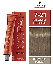 İGORA ROYAL SAÇ BOYASI 60 ML. (7-21 ORTA SARI KÜLLÜ MAT)