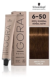 İGORA ROYAL ABSOLUTE SAÇ BOYASI 60 ML. (6-50 KOYU KUMRAL DOĞAL ALTIN)