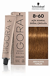 İGORA ROYAL ABSOLUTE SAÇ BOYASI 60 ML.  (8-60 AÇIK KUMRAL DOĞAL ÇİKOLATA)