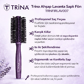 TRİNA LAVANTA SERİSİ AHŞAP SAPLI FÖN FIRÇASI (TRNFIRLAV007)