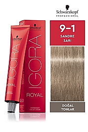 İGORA ROYAL SAÇ BOYASI 60 ML. (9-1 KÜLLÜ SARI)