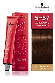 İGORA ROYAL SAÇ BOYASI 60 ML. (5-57 AÇIK KAHVE ALTIN BAKIR)