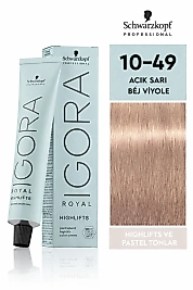 İGORA ROYAL ABSOLUTE SAÇ BOYASI 60 ML.  (10-49 AÇIK SARI BEJ VİYOLE)