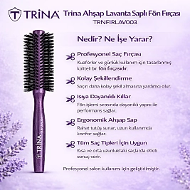 TRİNA LAVANTA SERİSİ AHŞAP SAPLI FÖN FIRÇASI (TRNFIRLAV003)