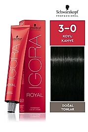 İGORA ROYAL SAÇ BOYASI 60 ML. (3-0 KOYU KAHVE)