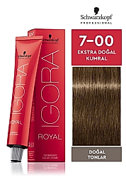 İGORA ROYAL SAÇ BOYASI 60 ML. (7-00 EXTRA DOĞAL KUMRAL)
