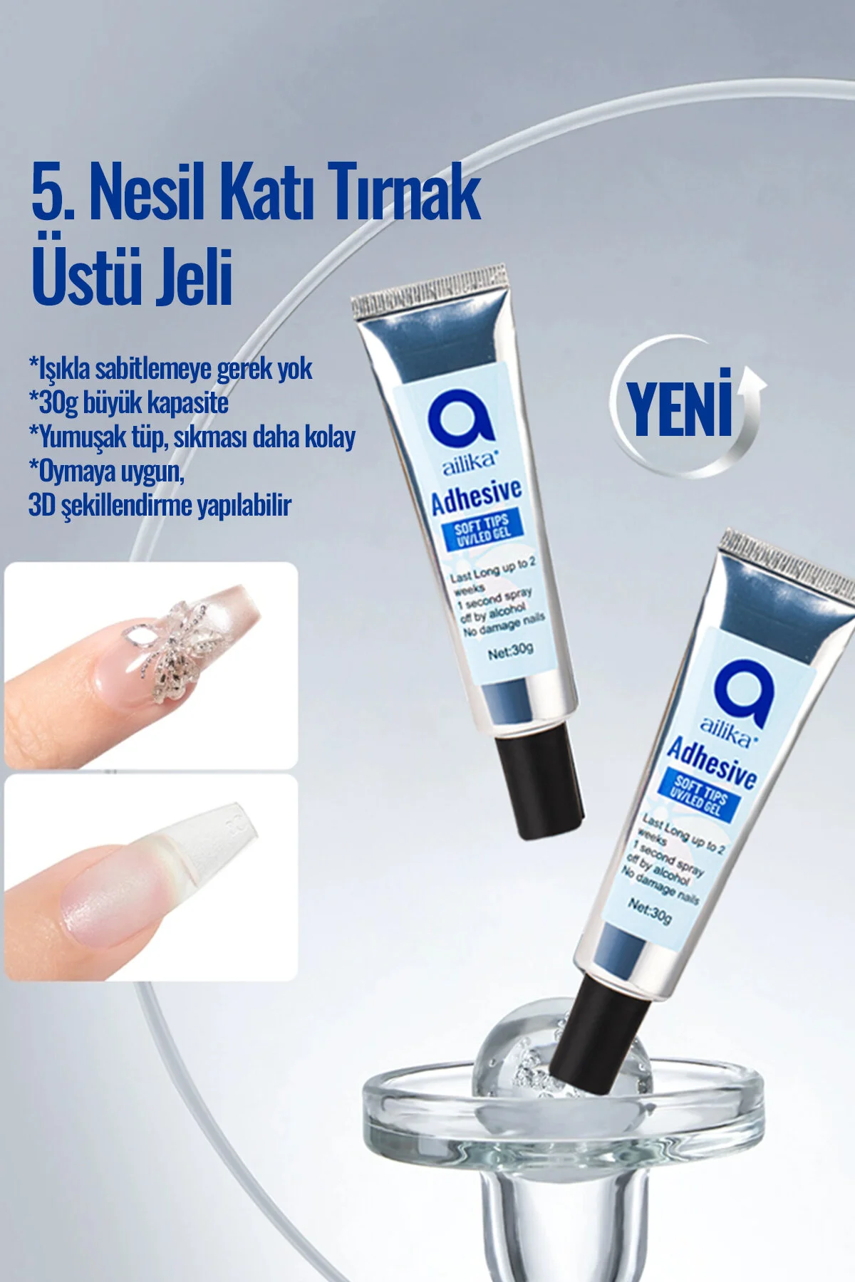 AİLİKA ADHESİVE PROTEZ TIRNAK TİPS GEL 30 GR.